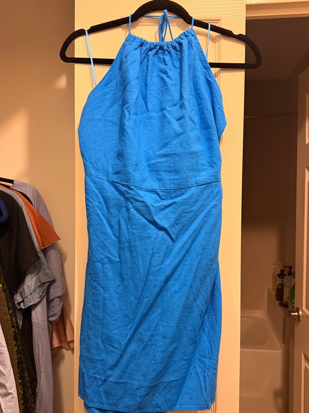 Mango Electric Blue Linen Dress